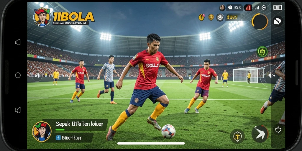 Tampilan gameplay 11BOLA yang mendebarkan dengan aksi di lapangan.