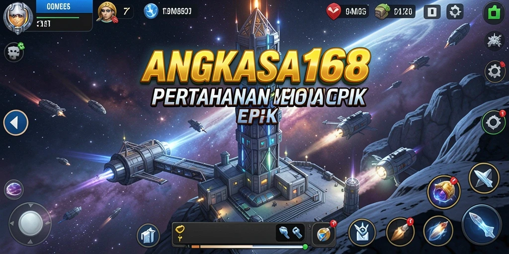 Tampilan gameplay ANGKASA168 menampilkan aksi menara pertahanan yang seru.