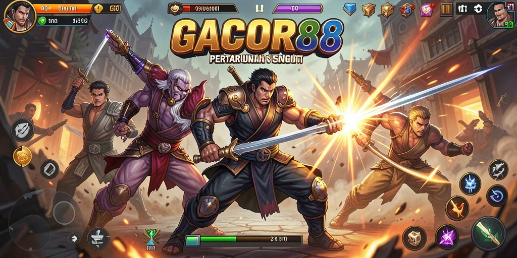 Tampilan aksi seru dalam GACOR88 dengan karakter unik.