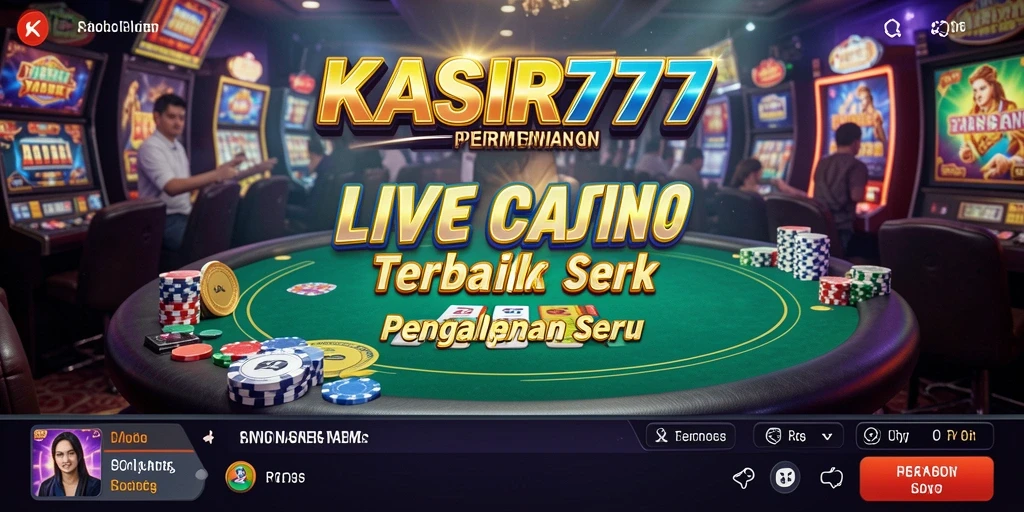 Tampilan gameplay menarik dari KASIR777 dengan dealer langsung dan suasana kasino nyata.