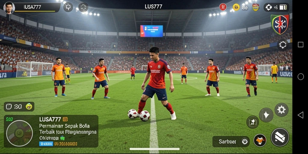 Tampilan gameplay LUSA777 dengan aksi sepak bola yang seru.