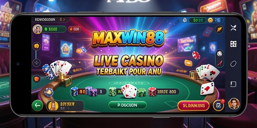 Tampilan menarik dari permainan Live Casino MAXWIN88 dengan dealer langsung.