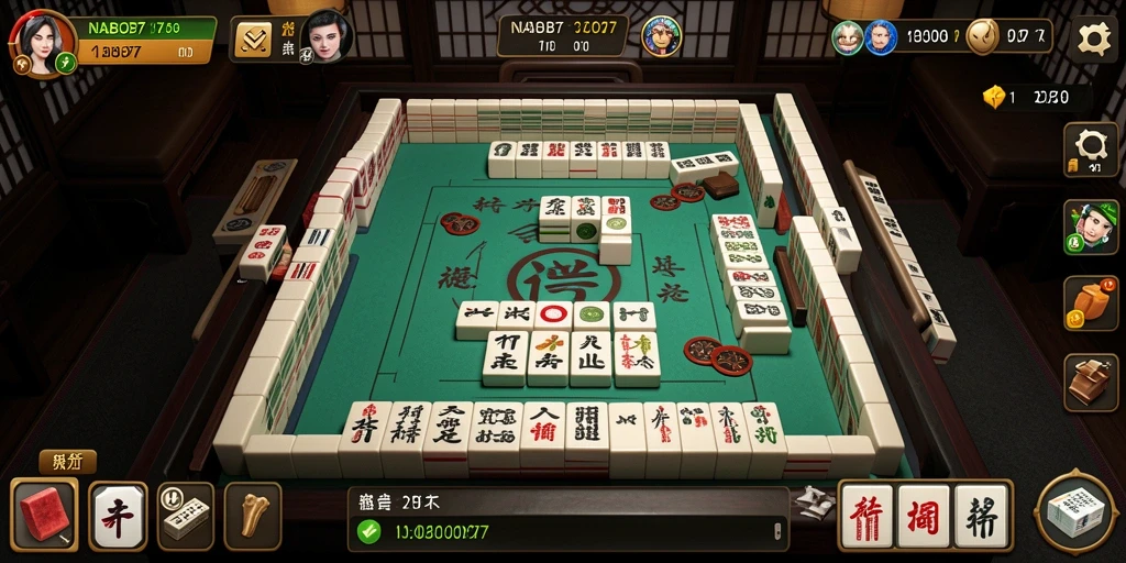 Tangkapan layar NABOB77 menampilkan gameplay seru permainan Mahjong.