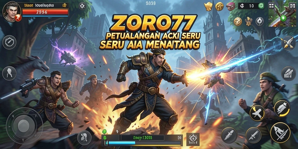 Tampilan gameplay ZORO77 yang intens dan mendebarkan.